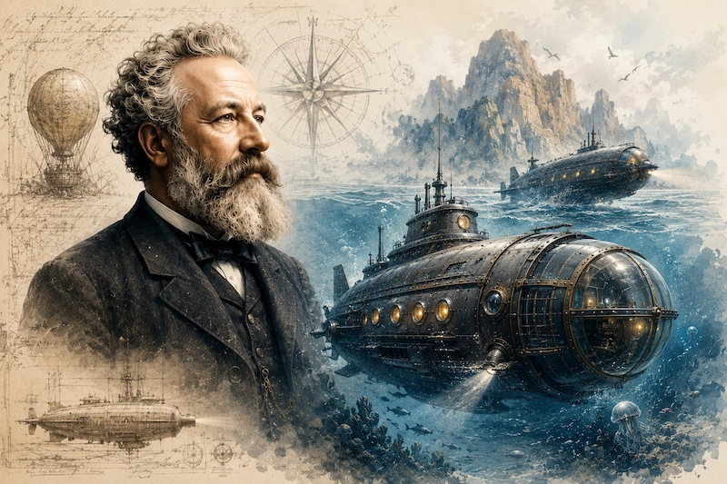 Julio Verne, visionario de los submarinos, imagino estos gigantes de metal debajo del mar